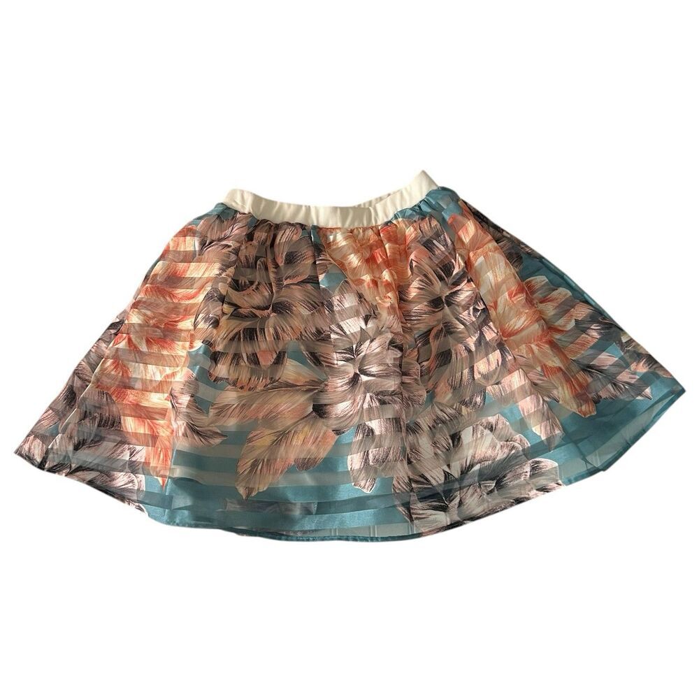 Rue 21 Floral Multicolor Short Underlined Women Skirt Size Medium Striped